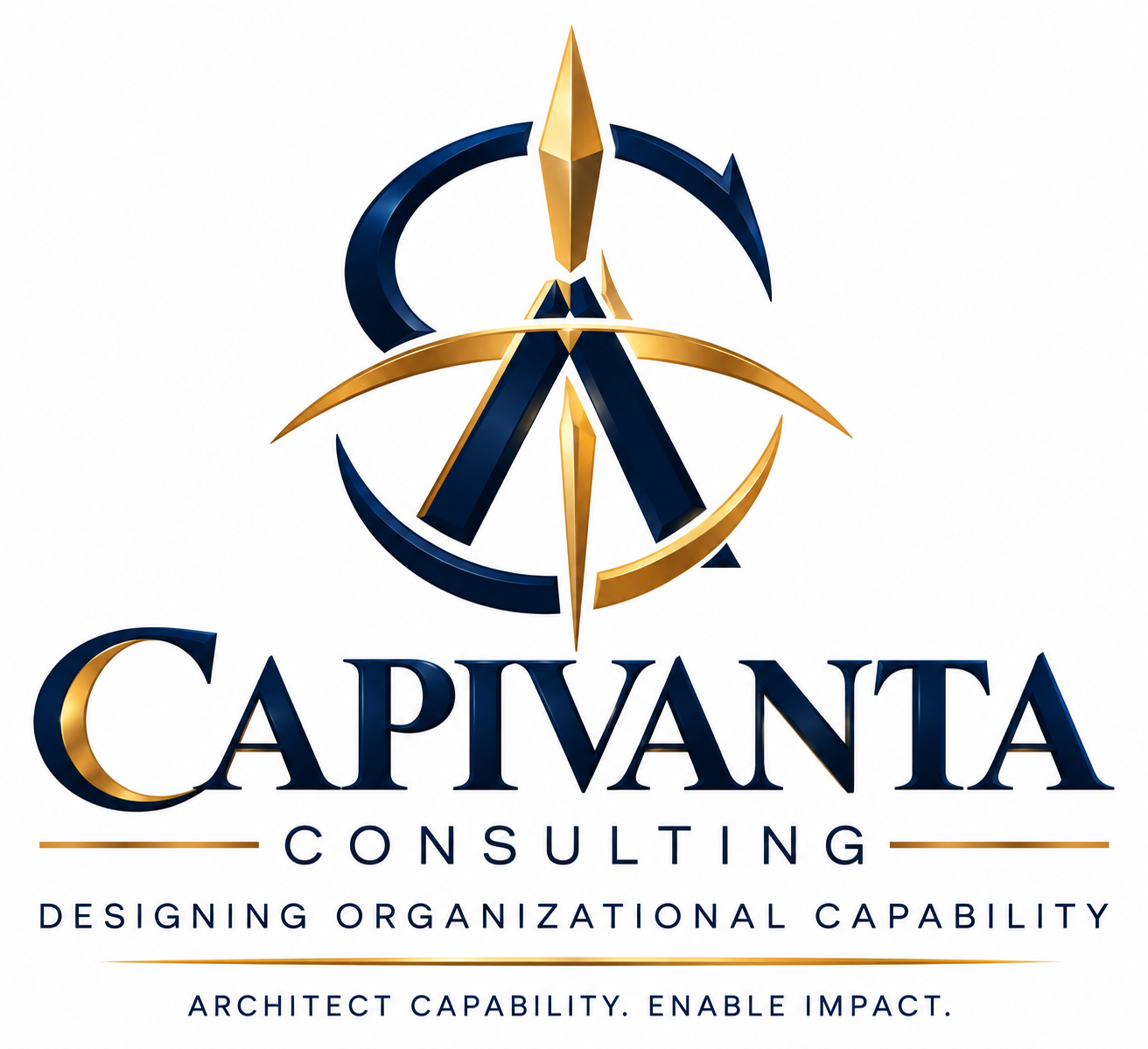 Capivanta Consulting architectural compass logo and brand motto